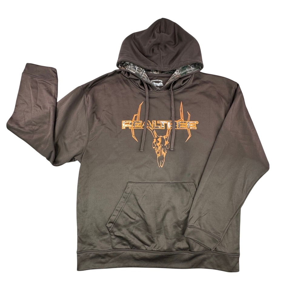 Buckhorn River Realtree‎ Camouflage Skull Hoodie Mens Size L Brown Hunting